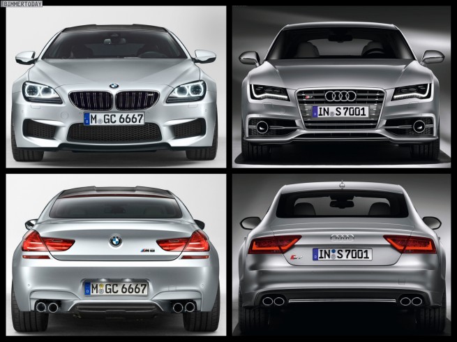 Bild Vergleich BMW M6 Gran Coupé Audi S7 Sportback 04 655x490