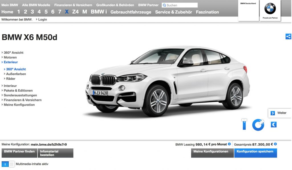El configurador del F16 BMW X6 ya está en línea