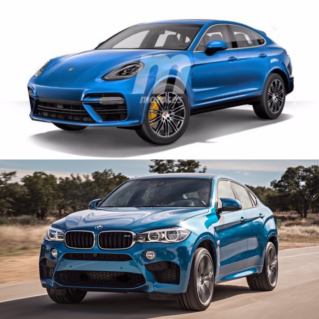 Render del Porsche Cayenne Coupé frente al BMW X6