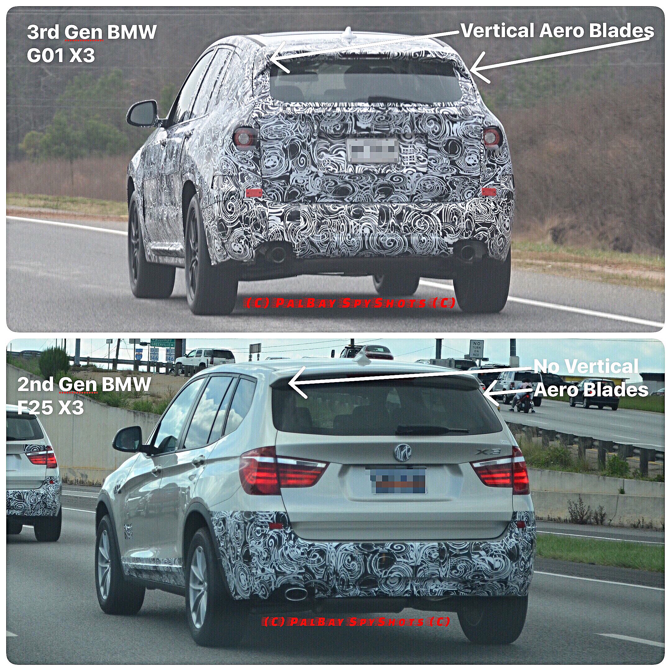 G01 BMW X3 pillado con aspas aerodinámicas estilo X5