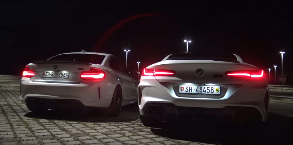 Comparación de los escapes de competición del BMW M8 y del BMW M2