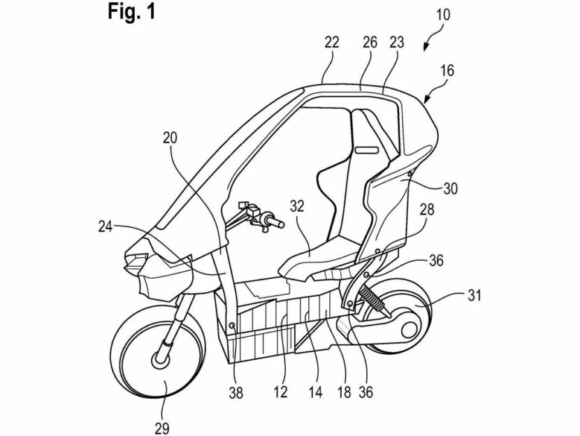 nuevas patentes revelan bmw scooter eléctrico con techo desmontable cinturones de seguridad airbags 146936 1 830x624