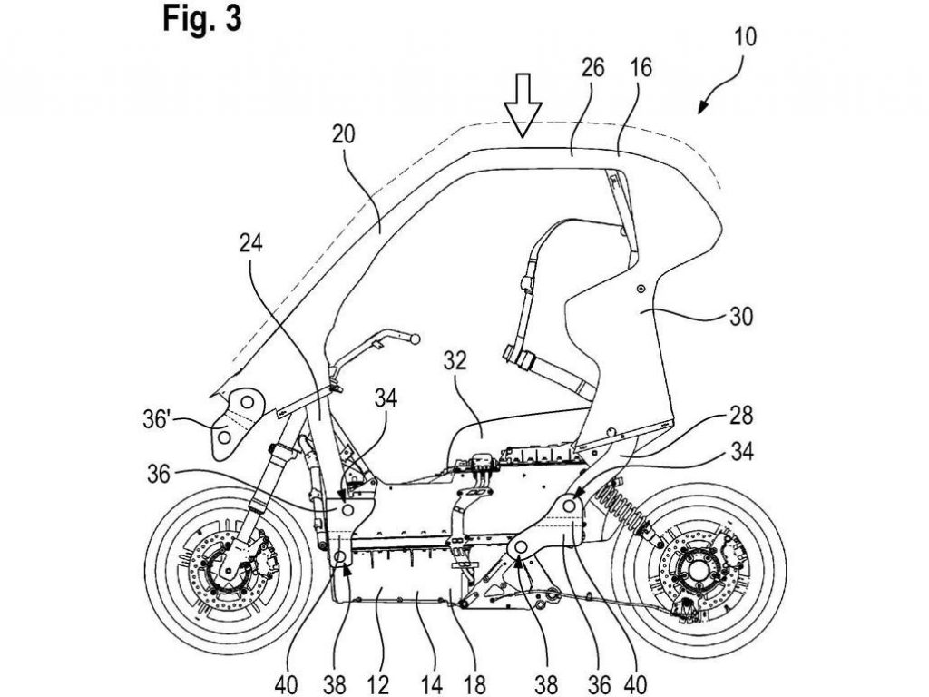 BMW patenta un scooter eléctrico descapotable con airbags