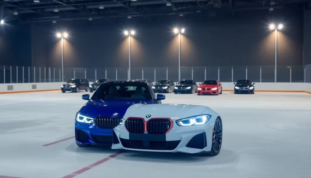BMW presenta un desafío helado con 15 coches en una pista de hockey