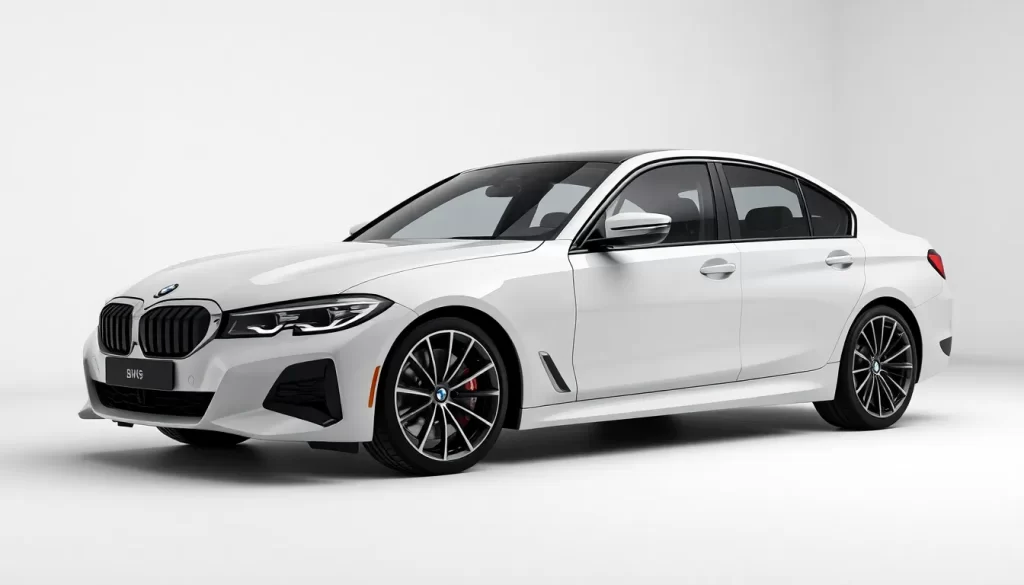 BMW Serie 3 2027 renderizado en blanco y negro