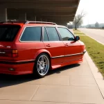 Sesión de fotos del BMW E34 M5 Touring en Sakhir Orange G99